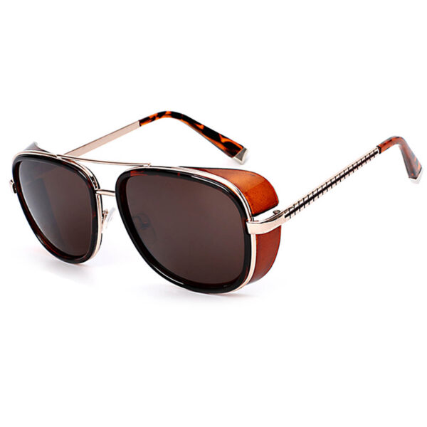 OWL ® 002 C4 Aviator Eyewear Sunglasses Women's Men's Metal Leopard Frame Brown Lens One Pair