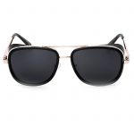 OWL ® 002 C6 Aviator Eyewear Sunglasses Women's Men's Metal Black Frame Black Lens One Pair