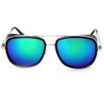 OWL ® 002 C9 Aviator Eyewear Sunglasses Women's Men's Metal Black Frame Green Lens One Pair