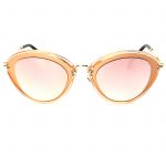 OWL ® 003 C5 Cat Round Eyewear Sunglasses Women's Men's Metal Round Clear Orange Frame Pink Lens One Pair