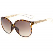 OWL ® 004 C2 Cat Rectangle Eyewear Sunglasses Women's Men's Metal Leopard Frame Brown Lens One Pair