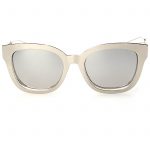 OWL ® 005 C6 Cat Rectangle Eyewear Sunglasses Women's Men's Metal Silver Frame Silver Lens One Pair