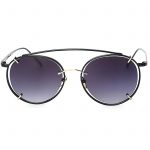 OWL ® 009 C1 Round Eyewear Sunglasses Women's Men's Metal Round Circle Black Frame Smoke Lens One Pair