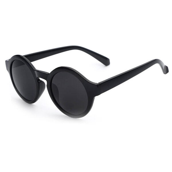 OWL ® 010 C1 Round Eyewear Sunglasses Women's Men's Plastic Round Circle Black Frame BlackLens One Pair