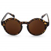 OWL ® 010 C3 Round Eyewear Sunglasses Women's Men's Plastic Round Circle Leopard Frame Brown Lens One Pair