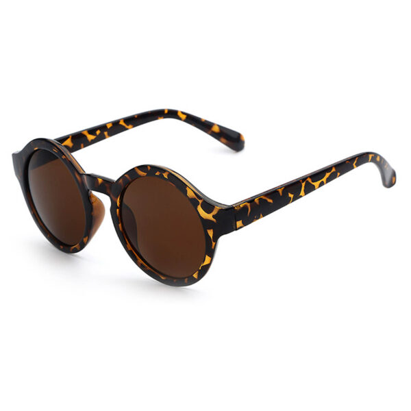 OWL ® 010 C3 Round Eyewear Sunglasses Women's Men's Plastic Round Circle Leopard Frame Brown Lens One Pair