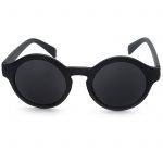 OWL ® 010 C5 Round Eyewear Sunglasses Women's Men's Plastic Round Circle Matte Black Frame Black Lens One Pair