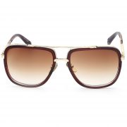 OWL ® 011 C3 Aviator Eyewear Sunglasses Women's Men's Metal Brown Frame Brown Lens One Pair