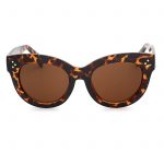 OWL ® 012 C3 Cat Eyewear Sunglasses Women's Men's Plastic Leopard Frame Brown Lens One Pair