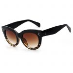 OWL ® 012 C6 Cat Eyewear Sunglasses Women's Men's Plastic Leopard Frame Brown Lens One Pair