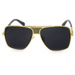 OWL ® 013 C1 Square Eyewear Sunglasses Women's Men's Metal Black Frame Black Lens One Pair
