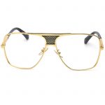 OWL ® 013 C5 Square Eyewear Sunglasses Women's Men's Metal Black Frame Clear Lens One Pair