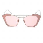 OWL ® 016 C3 Cat Rectangle Eyewear Sunglasses Women's Men's Metal Silver Frame Pink Lens One Pair