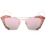 OWL ® 016 C5 Cat Rectangle Eyewear Sunglasses Women's Men's Metal Gold Frame Pink Lens One Pair