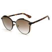 OWL ® 017 C3 Cat Round Eyewear Sunglasses Women's Men's Metal Round Leopard Frame Gold Lens One Pair