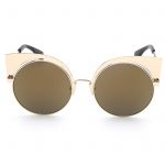 OWL ® 018 C3 Cat Round Eyewear Sunglasses Women's Men's Metal Gold Frame Gold Lens One Pair
