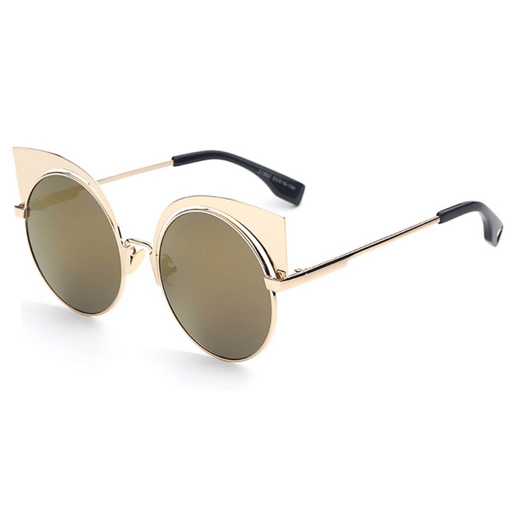 Owl ® 018 C3 Cat Eyewear Sunglasses Womens Mens Metal Gold Frame Gold Lens One Pair Online 1538