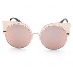 OWL ® 018 C4 Cat Round Eyewear Sunglasses Women's Men's Metal Gold Frame Pink Lens One Pair