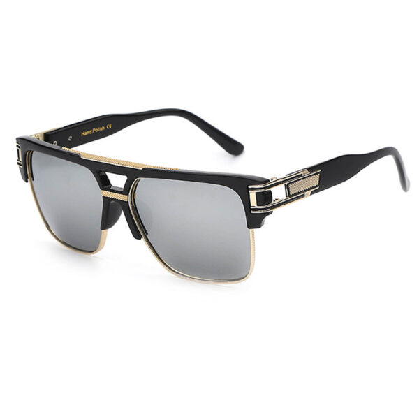 020 C4 Rectangle Sunglasses Mens Gold Black Frame Silver Mirror Lens One Pair Online 