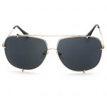 OWL ® 022 C5 Square Eyewear Sunglasses Women's Men's Metal Gold Frame Green Lens One Pair