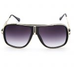 OWL ® 023 C1 Square Eyewear Sunglasses Women's Men's Metal Black Frame Smoke Lens One Pair