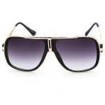 OWL ® 023 C2 Square Eyewear Sunglasses Women's Men's Metal Black Frame Smoke Lens One Pair