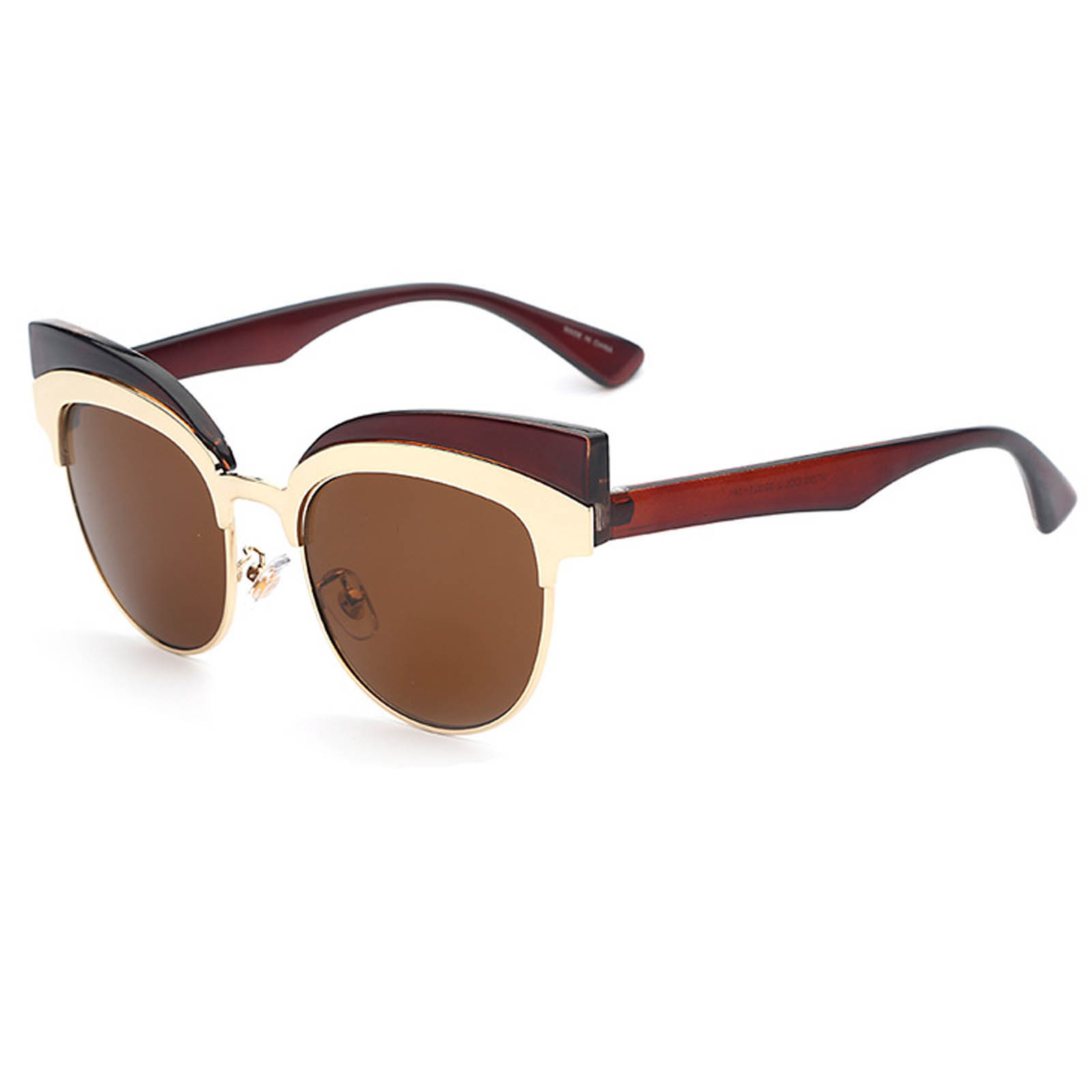 Owl ® 024 C2 Cat Eyewear Sunglasses Womens Mens Metal Brown Frame