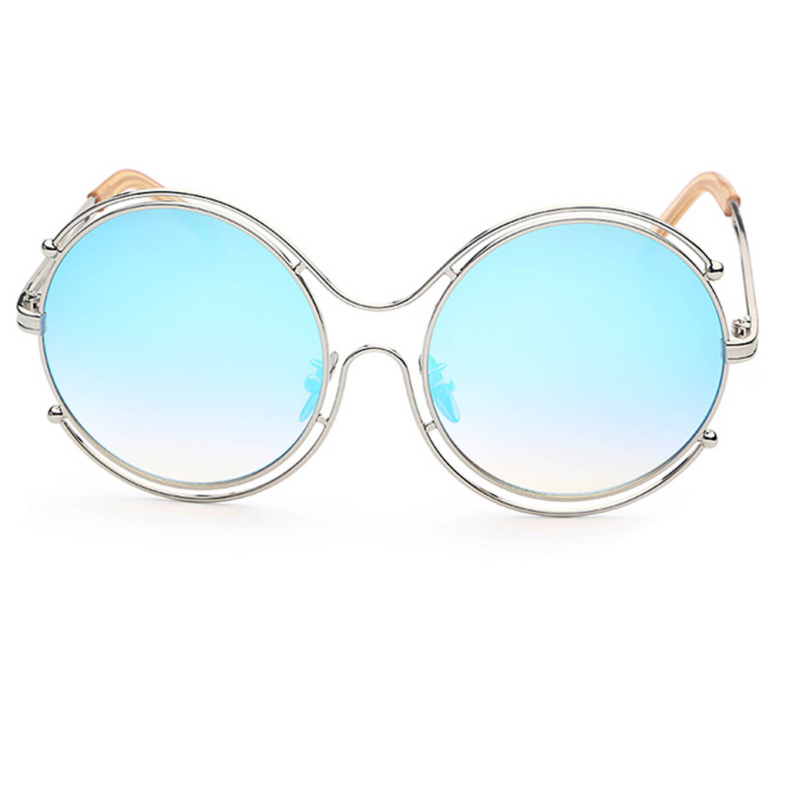 OWL ® 025 C3 Round Eyewear Sunglasses Women’s Men’s Metal Circle Silver ...