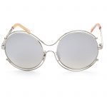 OWL ® 025 C4 Round Eyewear Sunglasses Women's Men's Metal Round Circle Silver Frame Silver Mirror Lens One Pair