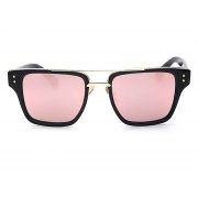 OWL ® 026 C6 Rectangle Eyewear Sunglasses Women's Men's Plastic Black Frame Pink Lens One Pair