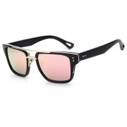 OWL ® 026 C6 Rectangle Eyewear Sunglasses Women's Men's Plastic Black Frame Pink Lens One Pair