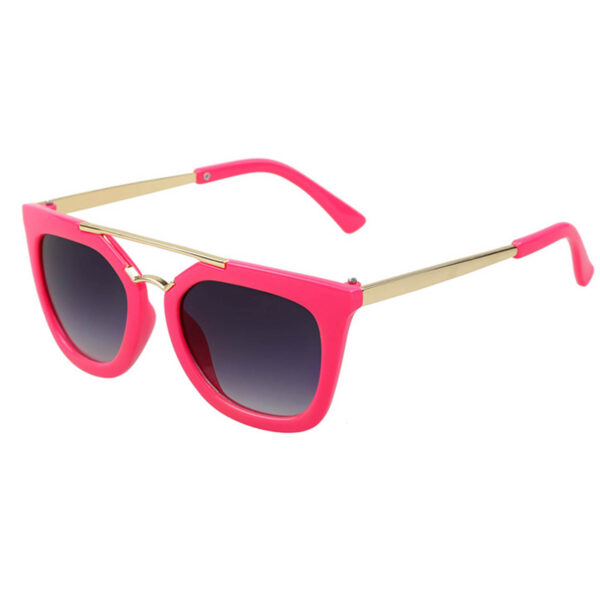 OWL ® 043 C6 Cat Round Eyewear Sunglasses Women's Men's Metal Hot Pink Frame Smoke Lens One Pair