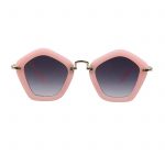 OWL ® 044 C2 Round Pentagon Eyewear Sunglasses Women's Men's Metal Nude Frame Smoke Lens One Pair