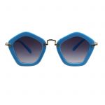 OWL ® 044 C4 Round Pentagon Eyewear Sunglasses Women's Men's Metal Blue Frame Smoke Lens One Pair
