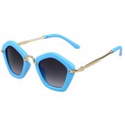 OWL ® 044 C4 Round Pentagon Eyewear Sunglasses Women's Men's Metal Blue Frame Smoke Lens One Pair