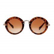 OWL ® 045 C1 Round Eyewear Sunglasses Women's Men's Metal Round Circle Leopard Frame Btown Lens One Pair