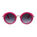 OWL ® 045 C3 Round Eyewear Sunglasses Women's Men's Metal Round Circle Hot Pink Frame Smoke Lens One Pair