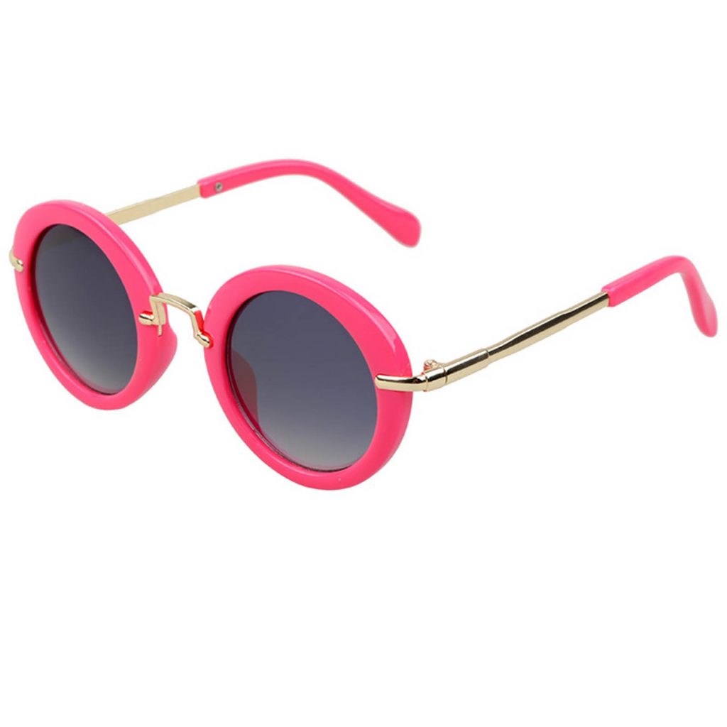 Owl ® 045 C4 Round Eyewear Sunglasses Womens Mens Metal Round Circle Hot Pink Frame Smoke Lens 2422