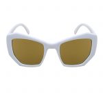 OWL ® 059 C2 Cat Pentagon Eyewear Sunglasses Women's Men's Plastic White Frame Gold Lens One Pair