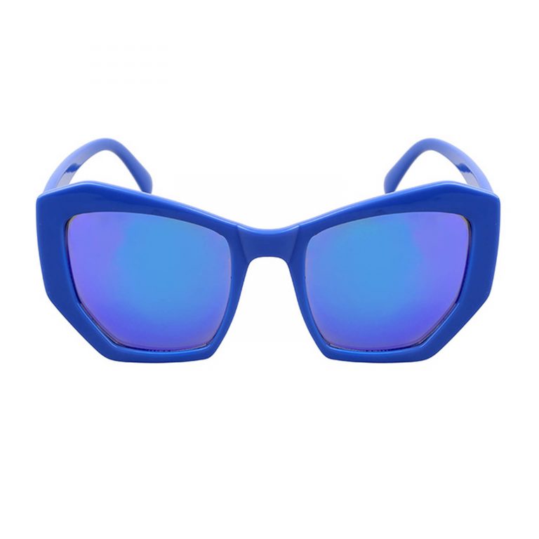 Owl ® 059 C3 Pentagon Eyewear Sunglasses Womens Mens Plastic Blue Frame Blue Lens One Pair 3476