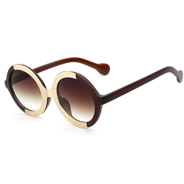 OWL ® 051 C1 Round Eyewear Sunglasses Women's Men's Plastic Round Circle Brown Frame Brown Lens One Pair