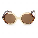 OWL ® 051 C2 Round Eyewear Sunglasses Women's Men's Plastic Round Circle Leopard Frame Brown Lens One Pair