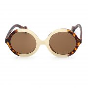 OWL ® 051 C2 Round Eyewear Sunglasses Women's Men's Plastic Round Circle Leopard Frame Brown Lens One Pair