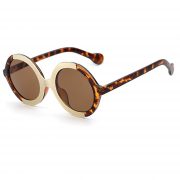 OWL ® 051 C2 Round Eyewear Sunglasses Women's Men's Plastic Round Circle Leopard Frame Brown Lens One Pair