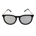 OWL ® 053 C1 Round Eyewear Sunglasses Women's Men's Plastic Round Circle Velvet Black Frame Silver MirrorLens One Pair