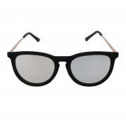 OWL ® 053 C1 Round Eyewear Sunglasses Women's Men's Plastic Round Circle Velvet Black Frame Silver MirrorLens One Pair