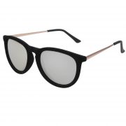 OWL ® 053 C1 Round Eyewear Sunglasses Women's Men's Plastic Round Circle Velvet Black Frame Silver MirrorLens One Pair