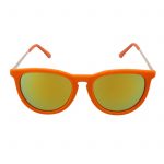 OWL ® 053 C5 Round Eyewear Sunglasses Women's Men's Plastic Round Circle Velvet Orange Frame Orange Mirror Lens One Pair