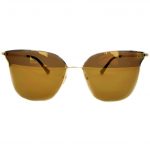 OWL ® Eyewear Sunglasses 86009 C2 Women's Metal Fashion Gold Frame Brown Mirror Lens One Pair