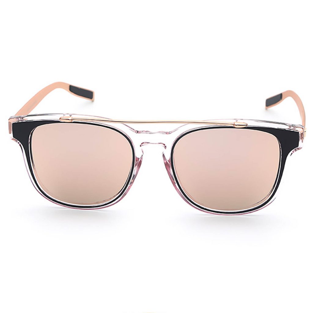 Owl ® Eyewear 019 C2 Retro Sunglasses Gold Clear Frame Pink Mirror Lens